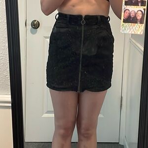 Long black skirt zip up